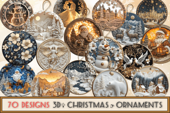 70 - 3D Christmas Ornament Bundle Illustrations
