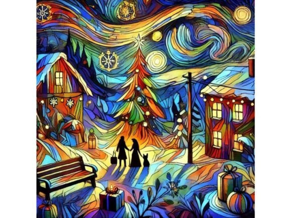 A Fauvistinspired Christmas Scene with V Illustrations