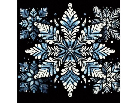 Acrylicrendered Christmas Snowflakes Wit Illustrations Review