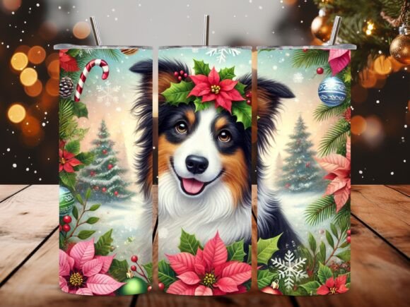 Border Collie Dog Christmas Tumbler Warp Illustrations Review