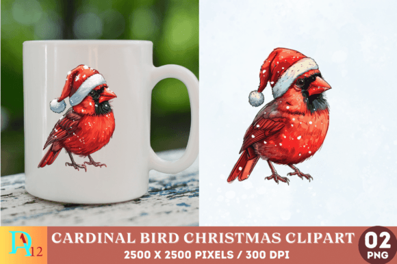 Cardinal Bird Christmas Clipart for Holiday Illustrations