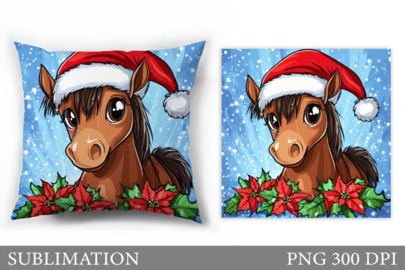 Christmas Horse Pillow Sublimation: Seasonal Illustrations for Bloggers