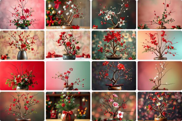 Christmas Ikebana Illustrations for Modern Publishing