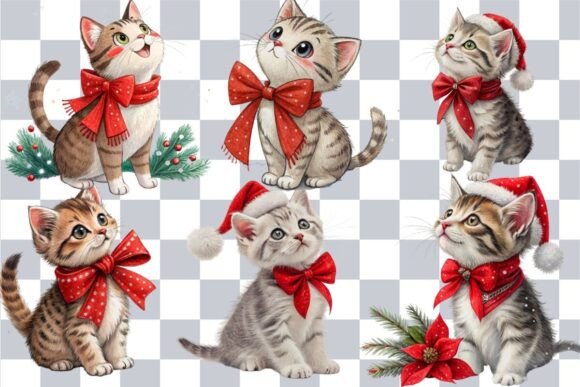 Christmas Kitten Clipart Holiday Cats Embroidery Review