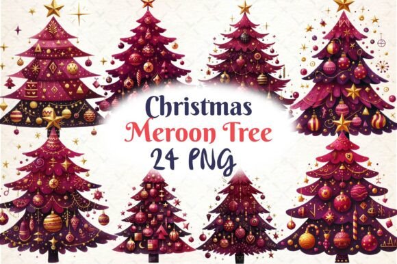 Christmas Meroon Tree Clipart PNG: A Designer's Review