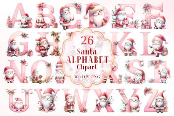 Christmas Santa Alphabet Clipart Bundle: Essential Illustrations for Seasonal Blog Design