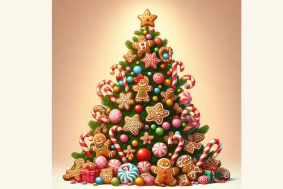 Christmas Tree Made of Candies Illustrations