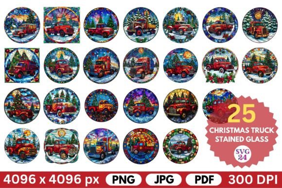 Christmas Truck Stained Glass: A Review for Modern Illustrations