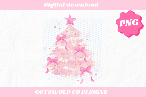 Coquette Pink Christmas Tree PNG Design & Illustrations