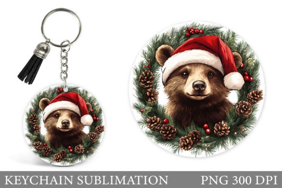 Cute Bear Keychain. Christmas Keychain