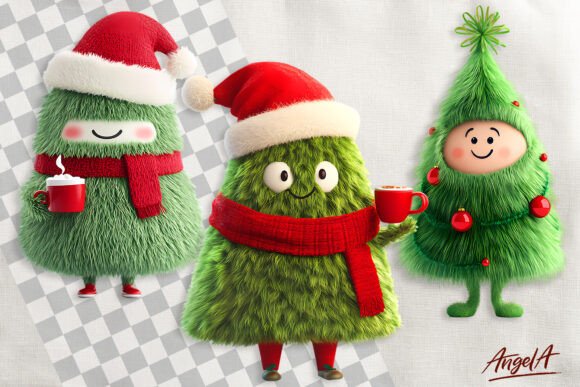 Cute Christmas Tree Clipart, Cartoon PNG