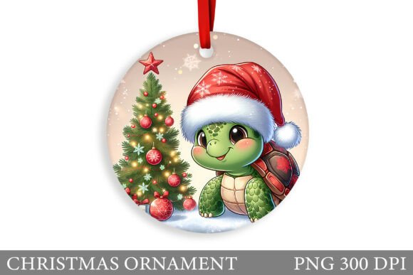 Cute Turtle Christmas Ornament Design for Illustrations