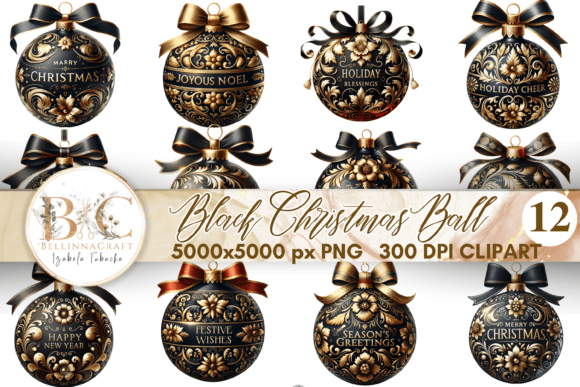 Elegant Black Christmas Ball Bundles: A Seller’s Review for Seasonal Illustrations