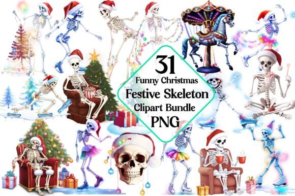Funny Christmas Festive Skeleton PNG: A Designer's Review of Seasonal Illustrations
