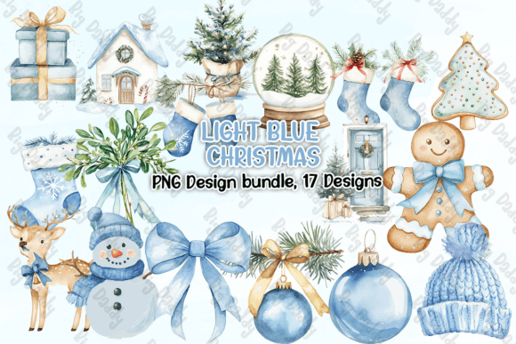 Light Blue Christmas Clipart PNG Review for Embroidery