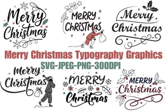 Merry Christmas Typography Graphics for Festive Illustrations