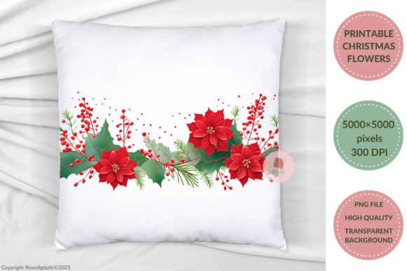 Printable Christmas Flowers Clipart 11-9 Review for Illustrations