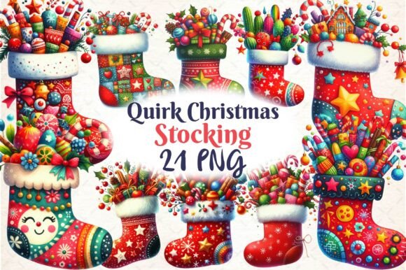 Quirky Christmas Stocking Clipart for Illustrations & Crafts