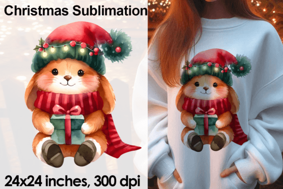 Watercolor Christmas Rabbit Sublimation: A Designer's Review of Seasonal Illustrations